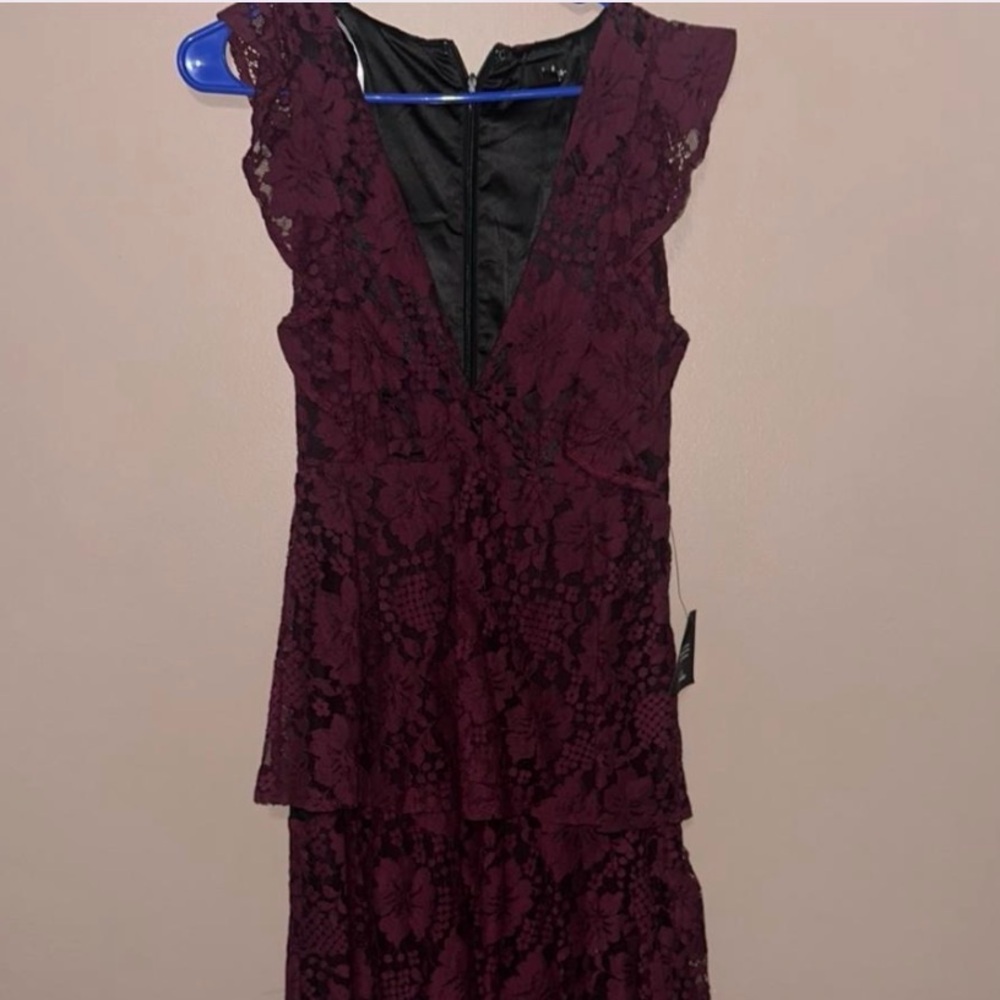 Lulu's Burgundy Lace Maxi Dress
